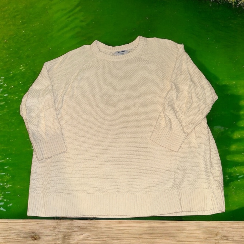 Old Navy Cream Knit Pullover Tunic Sweater (XXL)